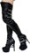 BeAUZQ Damen Elastizität Oberschenkelhohe Stiefel Modisch Punk Kettendesign Stilettos Overknee Stiefel Fetisch High Heels Sexy Stripper Club Pole Dance Schuhe,Schwarz,39