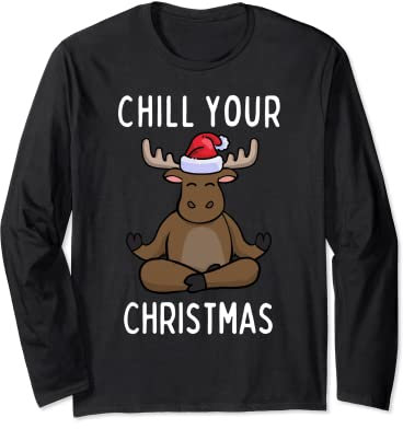 Rentier Christmas Yoga Namaste Chill Spruch Geschenkidee Langarmshirt