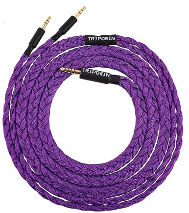 Linsoul Tripowin GranVia Cavo di Ricambio Audio ad Alta Purezza OFC Aggiornato per Cuffie,Lunghezza 2m,Doppia Spina da 3.5mm per HE4XX/HE-400i/HE400se/Goldplanar(Viola,4.4mm)
