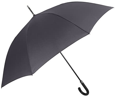 Paraguas Largo Golf de Color Liso Hombre - Amplio Paragua Clásico Antiviento con Apertura Automática - Sombrilla Grande Monocolor Ultra Resistente con Mango Curvado - Diámetro 120 cm (Gris Oscuro)
