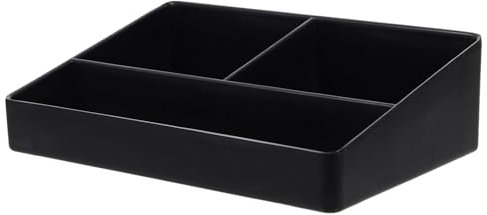 Restaurant Coffee Organizer with 3 Compartments for Tea Bags Sugar and Condiments - Black Pvc Storage Box for Home and Office