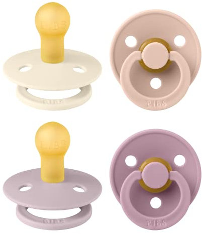BIBS Colour Schnuller 4er-Pack, BPA-frei, Kirschform Nippel. Naturkautschuk/Latex, Hergestellt in Dänemark. 0-6 Monate (4er Pack), Baby Girl Colours