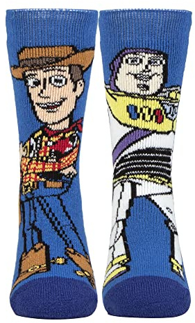 HEAT HOLDERS Kids Toy Story Thermal Socks Winter Novelty Socks for Boys & Girls | Woody & Buzz, Jessie & Bullseye (12-3, Woody & Buzz)