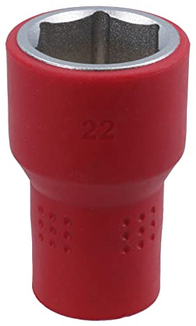 22mm 1/2in Drive VDE Insulated Shallow Metric Socket 6 Sided Single Hex 1000 V