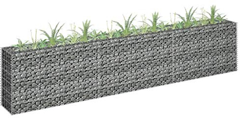 WIFESE 270×30×60 cm Gabionen Hochbeet Gabionenwand Gabionenkorb Pfosten Steinkorb Gabione Gabionen Zaun Gabionensäule Steingabionen Gabionenkörbe Pflanzenwand Verzinkter Stahl
