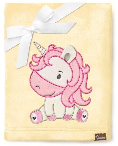 Be Mammy Warme Kuscheldecke Babydecke Blanket Baby Geschenk BE20-168 (Gelb - Einhorn)