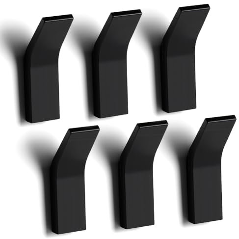 flintronic 6 Pezzi Ganci Adesivi, Asciugamani Gancio, Asciugamano Gancio Autoadesivo, Autoadesivo Forte Nessuna Perforazione Gancio per Bagno, Cucina, Servizi Igienici, Cucina, Ufficio(Nero)