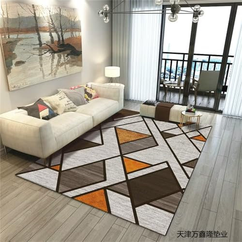 Kunsen Schlafzimmer Abstrakte Geometrie Schlafzimmer Mehrfarbig hochflor Teppich bunt50x80CM