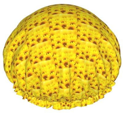 Yellow Sunflower Print Waterproof Shower Cap, Double Layer Waterproof Shower Cap, Reusable Shower Cap