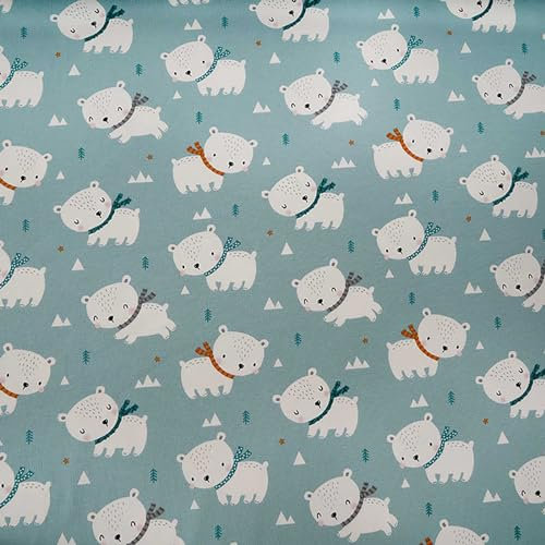 Bio Organic Baumwoll-Jersey Eisbärchen Kinderstoff 0,5x1,65m Jersey-Stoff Meterware