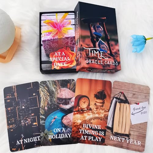 QCFQCF Deck de cartes Oracle du temps - Réponses aux questions liées au temps pour débutants