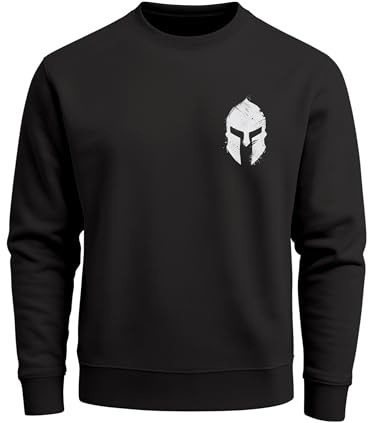 Neverless® Sweatshirt Herren Logo Print Sparta-Helm Spartaner Gladiator Krieger Warrior Rundhals-Pullover Fashion Streetwear