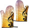 LAMAME Mikrowellen-Handschuhe, Motiv Klavier, Violine, Musiknoten, hitzebeständige Ofenhandschuhe