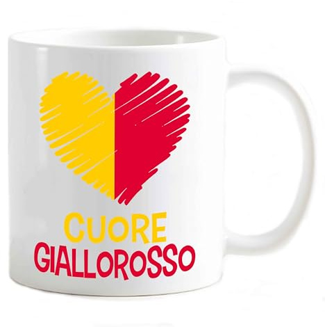 Tazza Mug del tifoso Gadget compatibile Stampa Cuore dei colori della tua squadra preferita Internazionale (Cuore giallorosso Love Salento per Lecce)