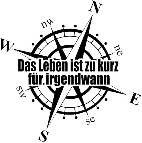 Rakelfix Das Leben ist zu kurz für irgendwann Kompass Aufkleber Wohnwagen Wohnmobil Sticker Womi Truck Kompassrose Lustiger Spass Autoaufkleber