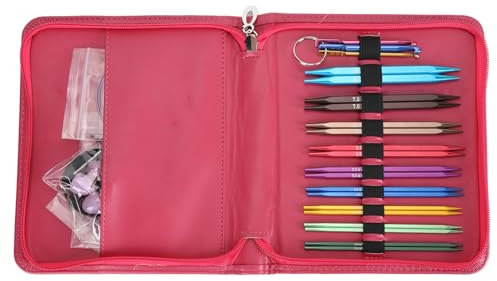 Quadratisches Austauschbares Rundstricknadel-Set, Klare Größenmarkierungen, Ergonomische Aluminium-Rundstricknadel mit Etui, 40 Bis 100 Cm Kabel, für Häkelliebhaber