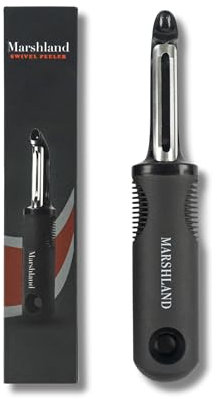 Marshland Premium Swivel Vegetable Peeler - Non-Slippery Stainless Steel I-Shaped - Durable & Dishwasher Safe Potato Peeler for Kitchen, Strong Grip Skin Peeler for Veggies & Fruits.