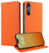 MOJIA Coque pour Samsung Galaxy A34 5G, [Fermeture Magnétique Forte] Étui Housse Portefeuille en Cuir PU de Qualité Supérieure, Flip Case avec Porte-Cartes. Orange