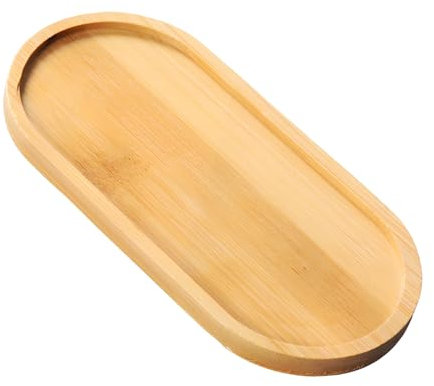 Dokeno 1 Piezas Bandejas de Madera Ovaladas, 17.5 * 8.8cm Mini Bandejas de Madera para Aperitivos, Bandeja de Bambú para Plantas Suculentas, Pan, Postre, Galletas, Té, Café y Pasteles