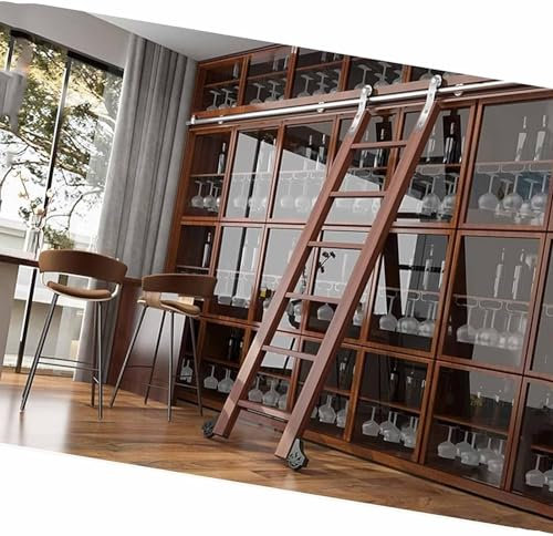 GAONUDAN Rollleiter-Hardware, Bibliotheks-Bücherregal, Schiebeleiter-Schienensatz, Schiebetür-Hardware-Zubehör (300 cm (9,8 Fuß) Schienensatz)