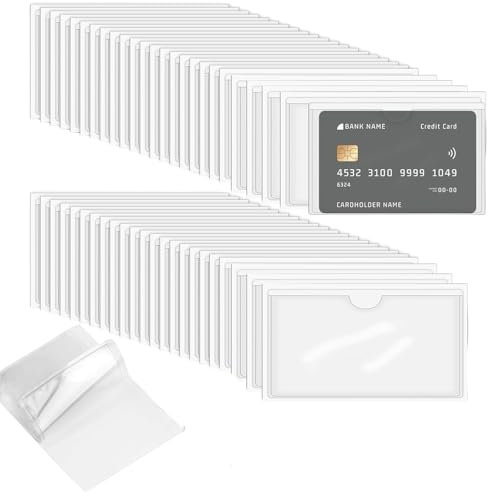 ZHYUAN 50 Pezzi Porta Etichette Autoadesive,Tasche autoadesive per carte di credito,Trasparente Autoadesivo Supporto,Autoadesive per biglietti da visita,Per Supermercati,Armadietti,Scaffali,Uffici
