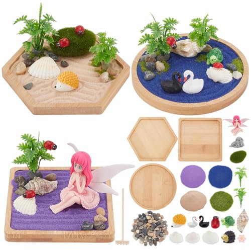 WEBEEDY 3 Sets Animals Zen Garden Sand Kit Mini Ocean Desktop Sandbox Alternative Sand Tray Kit Sand Craft Accessories,Home Office Spiritual Zen Decor Gifts for Friends Unique Gift
