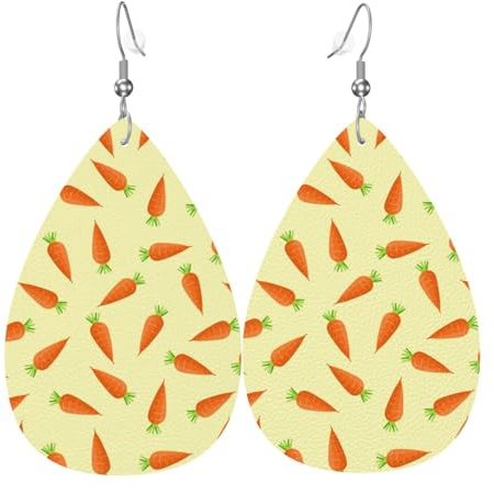 Ohrringe mit Karotten-Khaki-Muster für Damen, bunte Tränen-Leder-Ohrringe für Damen, trendig, Tropfenohrringe, Schmuck