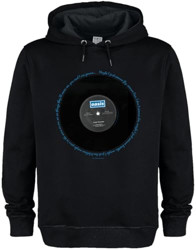 Amplified Oasis Live Forever Lyrics Hooded Sweatshirt Black XL