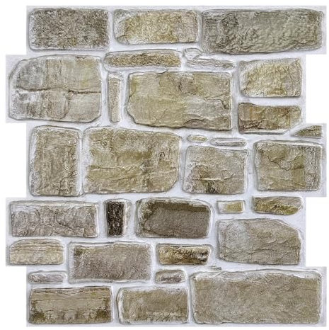 Commomy Pannelli da Parete 3D Finta Pietra Decorazione di Pareti Interne, 10 Pezzi, 30 x 30 cm, Pannelli Murali 3D in PVC Pannelli Adesivi per Pareti Autoadesivi Impermeabili