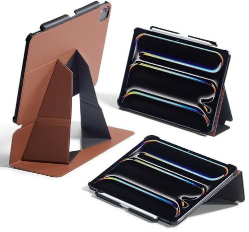 MOFT MOVAS - Funda para iPad Pro de 12.9 pulgadas (3 ~ 6 generación), ultra delgada, con soporte para lápiz desmontable, 4 ángulos ajustables, encendido y apagado automático, piel vegana MOVAS (marrón