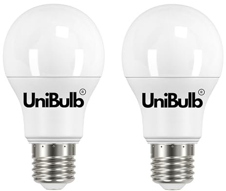 Unibulb E27 Edison Screw (ES) 7.3W Energy Efficient LED Light Bulb, 806 Lumens, 2700K Warm White, 60W Equivalent, 25,000hr Lifespan, Non-Dimmable, Pack of 2