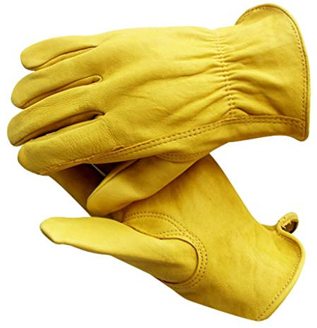 VDLLQYN, Hochwertige Arbeitshandschuhe aus Schaffell for Damen und Herren | for Gartenarbeit, Autofahren, Reiten und Werkstatt ，Motorrad Lenkerabdeckungen(L)