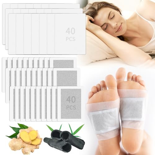 Detox Foot Patches 40 Pcs Detox Foot Pad Foot Detox Pads to Remove Toxins Deep Cleansing, Foot Patches Detox Foot Pads for Stress Relief & Deep Sleep, 100% Natural