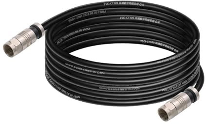 ROBAUN Cavo patch RG6 da 0,2 M a 30 M, cavo coassiale da 75 Ohm con connettore F, antenna TV digitale via cavo audio e video, Internet e satellite(Svart,20M)