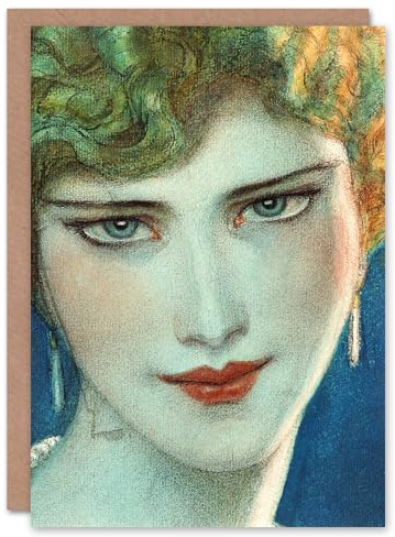 Artery8 W T Benda Art Card Face of Blonde Girl with Earrings Painting