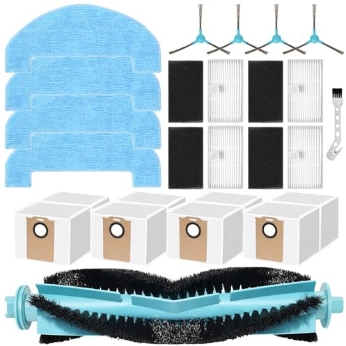 KiimSin 18 Stück Ersatzteil für Proscenic Q8 Max, für Mova E20 PLUS, für MONSGA MS1 Max, für Liectroux M70 Pro Saugroboter Zubehör,Hauptbürste,Wischtücher,Staubbeutel,Filter,Seitenbürsten