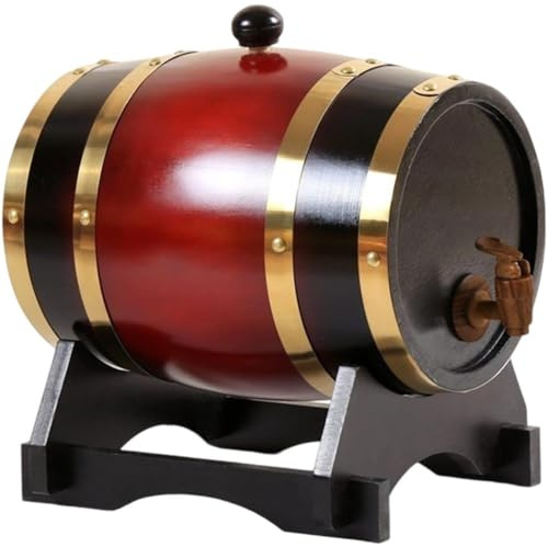 Abbdbd Wooden Wine Barrel with Tap, 3l Wooden Whiskey Keg Barrel Decanter, Leak Proof Whisky and Spirits Drinks Holder