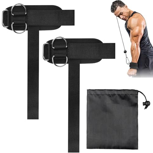 2 Stück Handgelenkgurte zum Gewichtheben - Wrist Straps mit D-Ringen Kreuzhebegurte, Zughilfen Krafttraining Lifting Straps für das Training an der Kabelmaschine Bodybuilding Gewichtheben Kreuzheben
