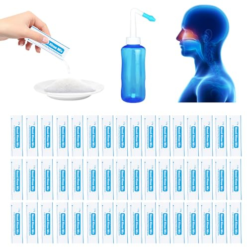 160 unidades de sal nasal, sal nasal para ducha nasal, 2,7 g, ducha nasal para adultos, lavado nasal, alivio de senos nasales, para adultos y niños, envasados individualmente