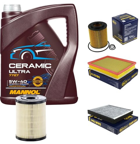 EISENFELS Inspektionspaket enthält 5 Liter Motoröl Ceramic Ultra 5W-40 Ölfilter Luftfilter Innenraumfilter Kraftstofffilter kompatibel mit Zafira B A05 1.7 CDTi