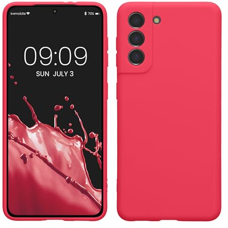 kwmobile Handyhülle für Samsung Galaxy S21 Hülle - weiches Handy Silikon Case - Schutzhülle Cover - Neon Pink