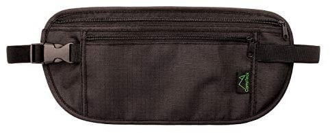 CampTeck Versteckt Geldgürtel RFID Flache Bauchtasche Momney Belt für Bargeld, Reisepass, Debit- & Kreditkarten, Smartphone usw. – Schwarz