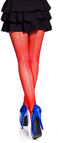 Romartex Medias de rejilla para mujer con costura trasera de, 12 colores, tallas S-XL, S, rojo