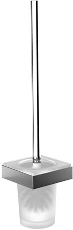 Emco Liaison Toilettenbürsten-Garnitur, Glas satiniert/chrom, Toilettenbürste mit Bürstenhalter, Wandmontage – 181500101
