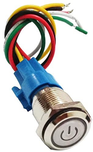 F Fityle 16mm 220V Interrupteur Lumineux à LED Auto-Tenant Bouton-Poussoir Bouton-Poussoir