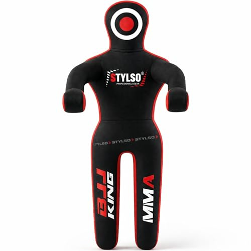Unfilled Grappling Dummy – Adult Life Size Wrestling & BJJ Training Dummy, MMA Jiu Jitsu Judo Takedown & Throwing Practice, Heavy-Duty Triple-Stitched Canvas Submission Dummy (Black, 5ft / 60)