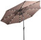 COSTWAY Parasol de Jardin Extérieur Ø 300 CM, Parasol Inclinable Lumineux Solaire avec 24 LED, Parasol Droit avec Manivelle et 8 Baleines Métalliques Robustes, pour Balcon Jardin Terrasse(Brun)