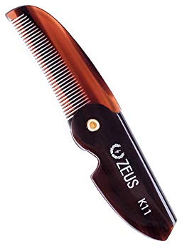 ZEUS Folding Mustache Comb for Men, Handmade Pocket Comb (Traditional)
