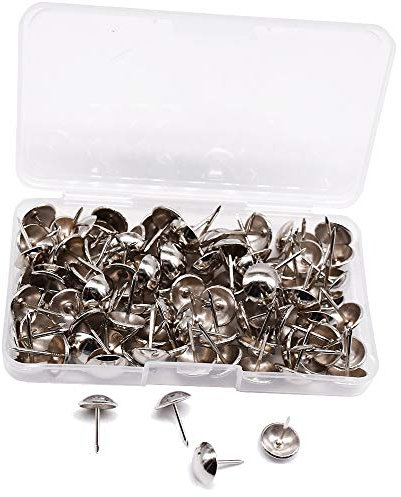 KINDOYO 10-200 Pièces Clous de Tapissier - 11mm/12mm/16mm/25mm/40mm Punaises de Tapisserie Vintage Clous de Meubles, Argent/100 Pièces