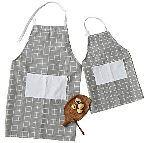 G-Tree-2-Pack Eltern Kind Schürze - Multifunktions Schürze für das Kochen, Backen, Malerei, Gartenarbeit, Durable Schürze mit Tasche beste Geschenk für Vater, Mutter, Sohn Tochter (Kahaki)